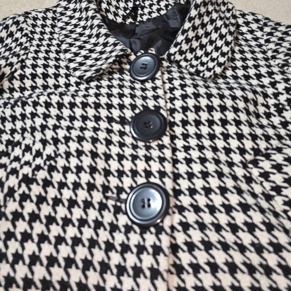 Lapis Houndstooth Blazer Jacket Women's Black White Button Front Size M - Picture 4 of 9